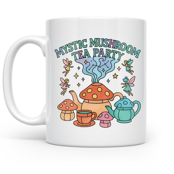 Whimsical Mushroom 11 oz Coffee Mug - For Fairy Tea Lovers White Ceramic Gift