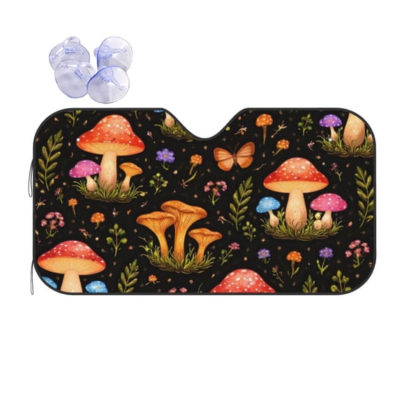 Whimsical Mushroom Pattern Car Windshield Sun Shade Universal Fit Auto Sun Visor Protector