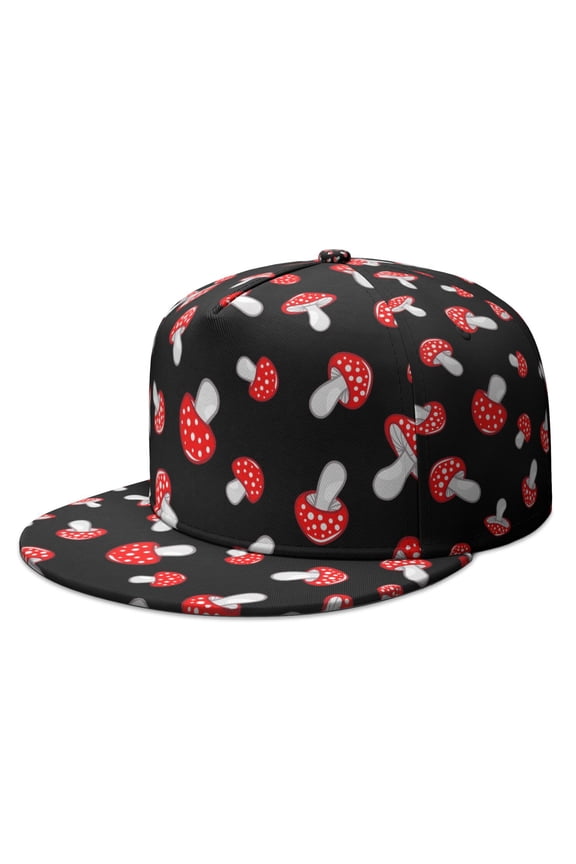 Whimsical Mushroom Snapback Hat - Adjustable Flat Brim Cap for Men Women | Magical Forest Botanical Design