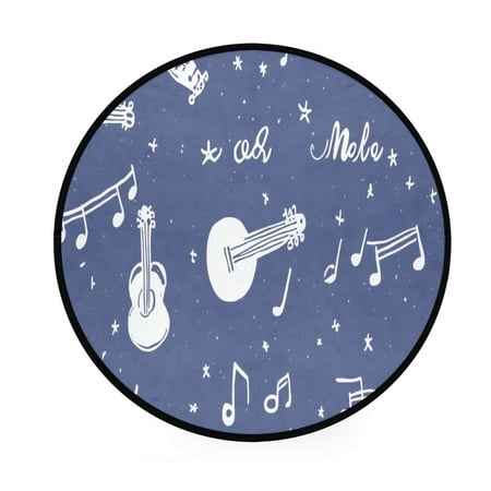 Whimsical Music Notes Memory Foam Bath Mat 36" Absorbent Rug with Non Slip Base and 4 Bonus Pads