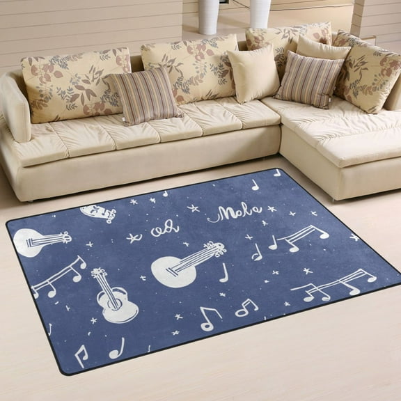 Whimsical Music Notes Soft Polyester Area Rug 31''x20'', Non Slip, Memory Foam, Water Absorbent
