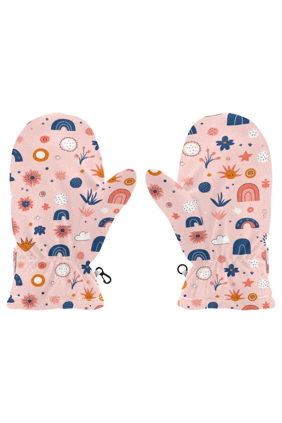 Whimsical Nature Pattern Cold Weather Mittens Cozy Gloves with Adjustable Fit Perfect for Outdoor Fun