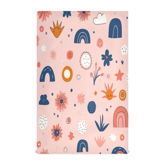 Whimsical Nature Pattern Kitchen Towels Set of 4 Tea Towels for Kitchen Decorative Waffle Dishcloths 28x18in