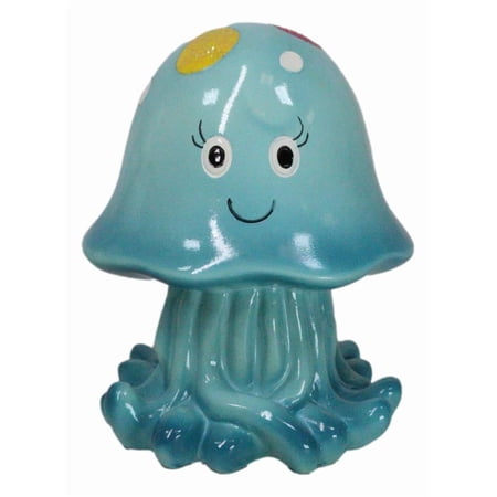 Whimsical Nautical Marine Blue Sea Jellyfish Money Coin Savings Piggy Bank