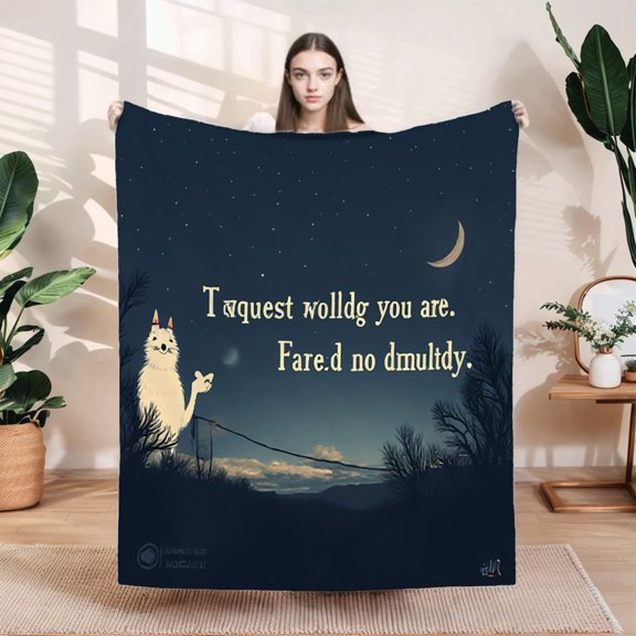 Whimsical Nighttime Flannel Blanket - Cozy Soft Design with Fluffy Creatures Perfect for Sofa Travel & Bed