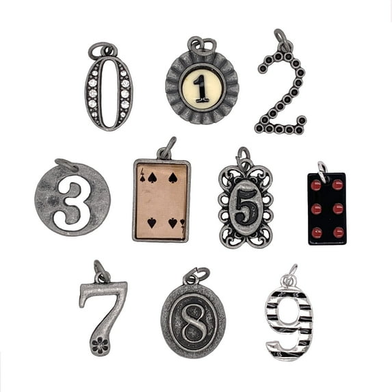Whimsical Number Charms '0' thru '9' 10pc