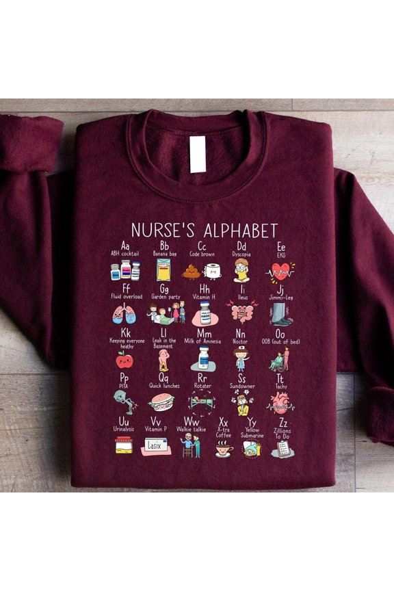 Whimsical Nurse ABCs Slang Terminology Sweatshirt - Healthcare Professional Gift