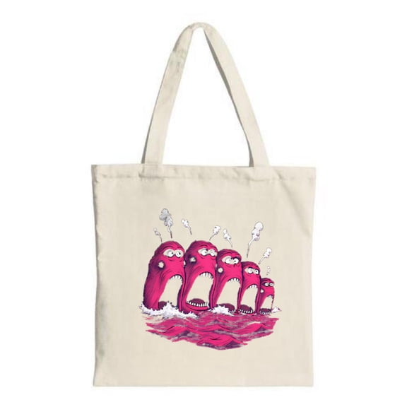 Whimsical Ocean Creatures Tote Bag - Fun Red Tentacles Design Perfect for Shopping Travel & Parties - Eco-Friendly Canvas Bag