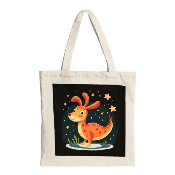 Whimsical Orange Tote Bag - Cartoon Design on White Background Perfect for Shopping Travel & Parties Eco-Friendly Canvas