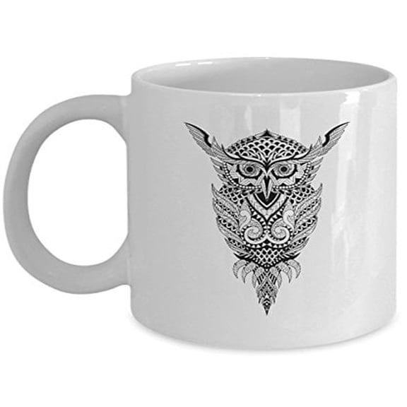 Whimsical Owl 11 oz Coffee Mug - Gift for Bird Lovers White Ceramic