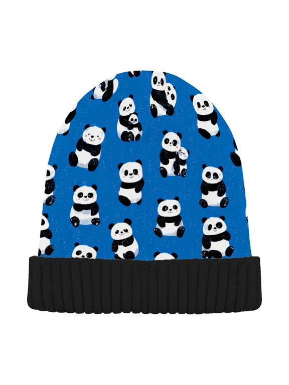 Whimsical Panda Beanie Hat Unisex Warm Winter Hat Cap For Women Men Winter Running