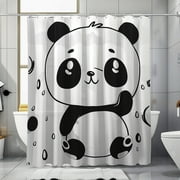 Whimsical Panda Paradise: High Definition Cartoon Shower Curtain with Clean and Serene Bathroom Ambiance Perfect for a Playful and Stylish Bathroom Décor