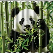 Whimsical Panda Paradise Shower Curtain Cartoon Style Bamboo Forest Design High Quality Vibrant Colors Perfect for Nature Lovers
