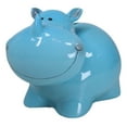 thumbnail image 1 of Whimsical Pastel Blue Pachyderm Rhino Money Coin Savings Piggy Bank Figurine, 1 of 9