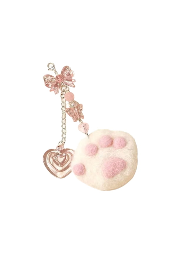 Whimsical Paw Keychain with Lobster Hook And Decorative Beads Practical Rings For Everyday Use