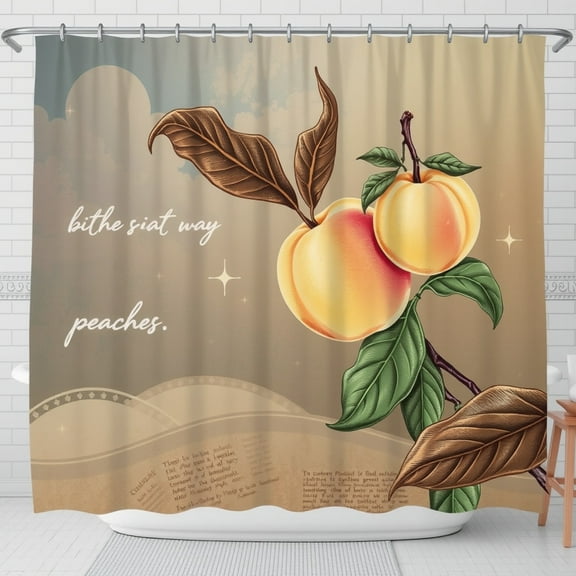 Whimsical Peach Shower Curtain with Edge - Soft, Detailed Design