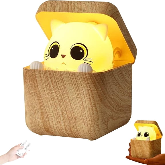 Whimsical Peekaboo Cat Night Lamp, USB Powered Rechargeable Ambient Lighting with Remote, Adjustable Brightness Desk Lamp, Stylish Home Decor & Holiday Present for Cat Enthusiasts