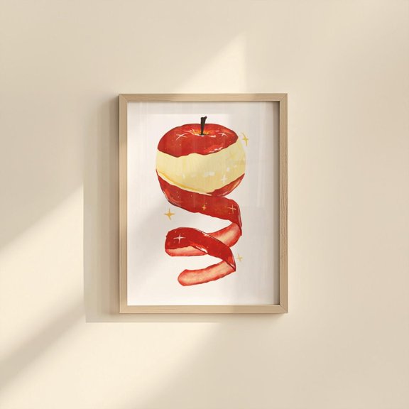 Whimsical Peeling Apple Quirky Kitchen Gallery Home Wall Decor