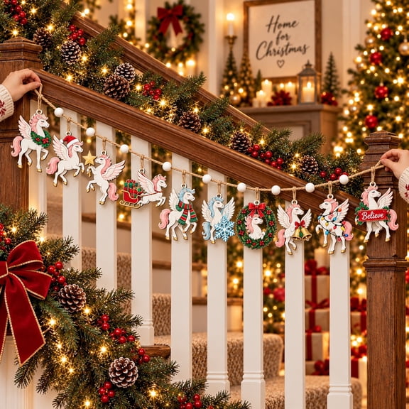 Whimsical Pegasus Ornament Garland for Christmas