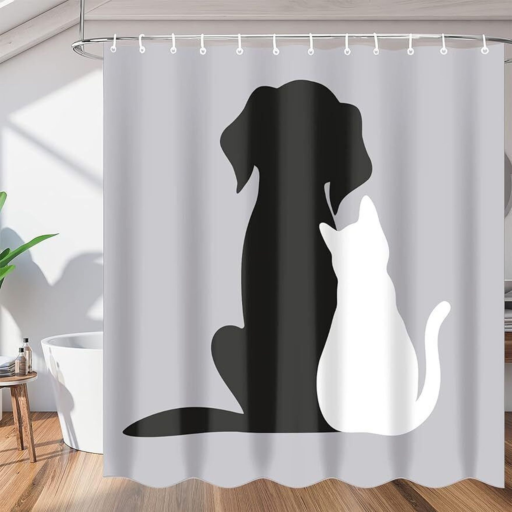 Whimsical Pet Shower Curtain with Hooks Keep Your Bathroom Playful