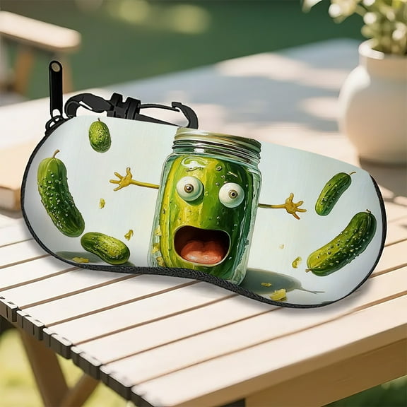 Whimsical PicklePatterned Eyeglass Case,Ultra-Light Neoprene Soft Shell with Protective Lining & Secure Zipper (Trendy Unisex Design)