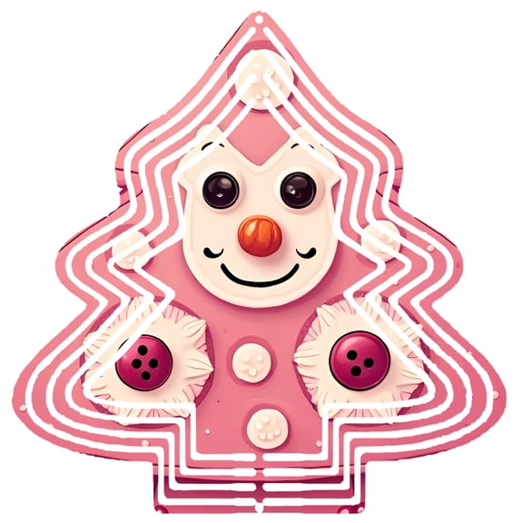 Whimsical Pink Christmas Tree Wind Spinner - Festive Zigzag Pattern Cheerful Face Perfect for Garden & Yard Decor
