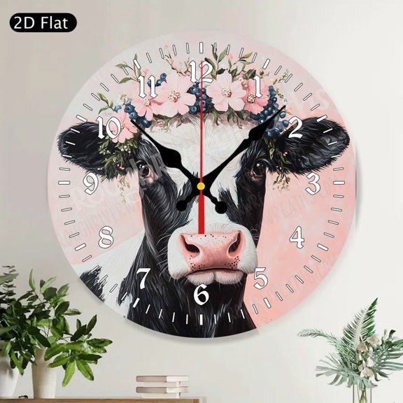 Whimsical Pink Flamingo Distressed Round Wall Clock Silent Funny Decorative Art