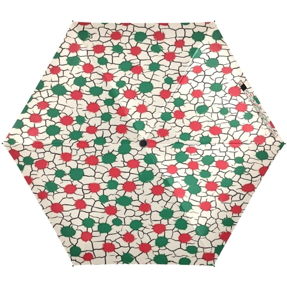 Whimsical Polka Dots Umbrellas for Sun Auto Open Close UV50+ Waterproof 5-Fold Compact Fiberglass Frame
