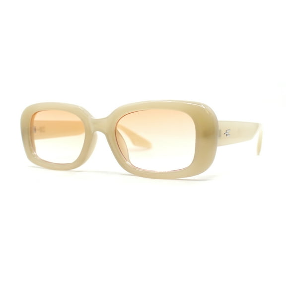 Whimsical Pop Color Oval Rectangle Mod Sunglasses Beige - Orange
