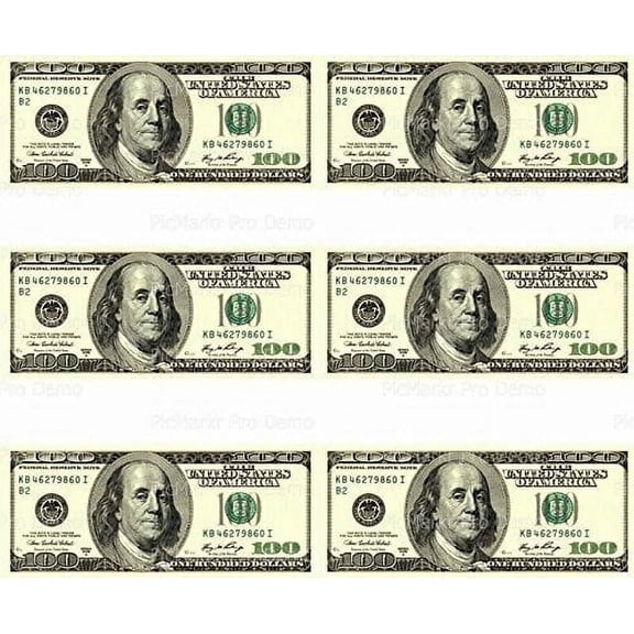 Whimsical Practicality's 100 Dollar Bill-Designer Strips-Edible Icing Image Cake Border Strips-3-2.5"x10.5" Strips