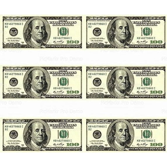 Whimsical Practicality's 100 Dollar Bill-Designer Strips-Edible Icing Image Cake Border Strips-3-2.5"x10.5" Strips