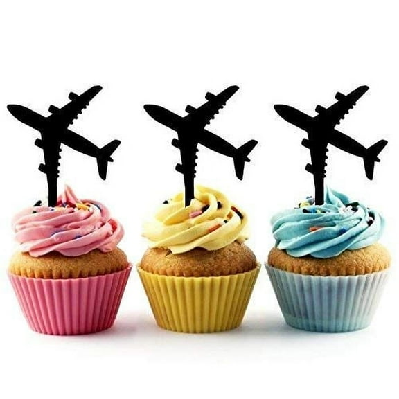 Whimsical Practicality's Airplane Silhouette Acrylic Cupcake Toppers 12 pcs