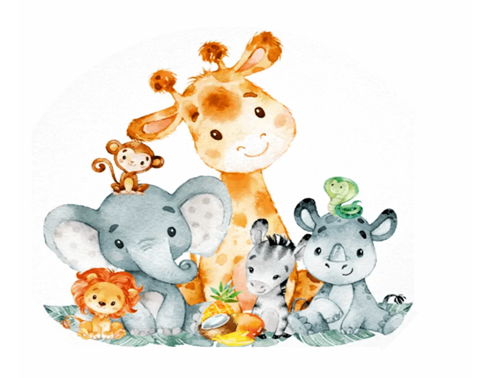 Whimsical Practicalitys Baby Jungle Animals Edible Icing Image Cake Topper-1/4 Sheet or Larger