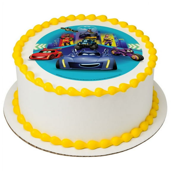 Whimsical Practicality's Batwheels Turbocharged Action Edible Icing Image Cake Topper-8 Inch Round or Larger