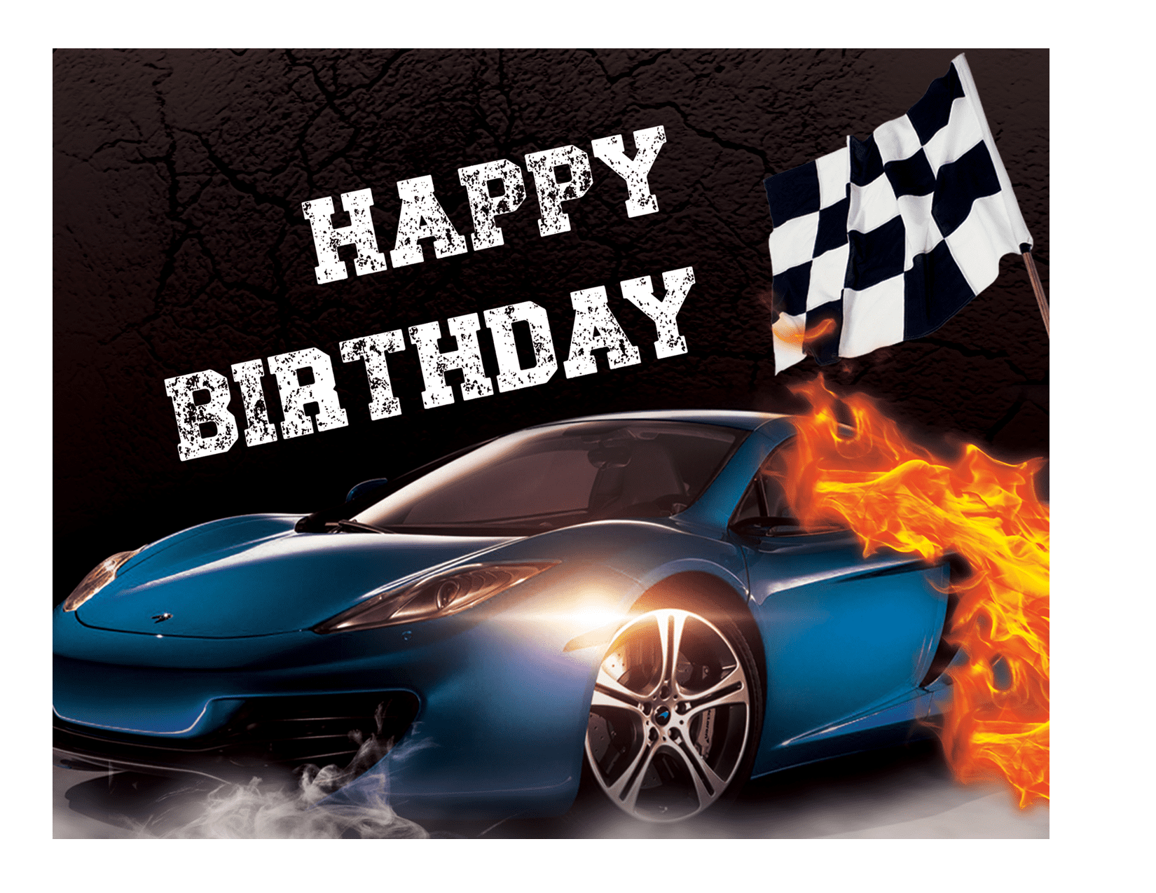 Whimsical Practicality's Birthday Race Car Edible Icing Image Cake Topper-1/4 Sheet or Larger