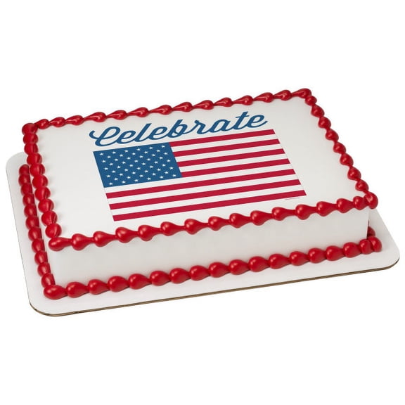 Whimsical Practicality's Celebrate America Flag Edible Icing Image Cake Topper-1/4 Sheet or Larger