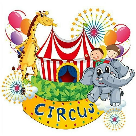 Whimsical Practicality's Circus Animals Birthday Edible Cake Image Topper 8 Inch Round