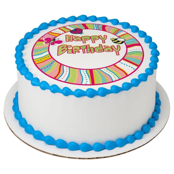 Whimsical Practicality's Cutie Pie Birthday Edible Icing Image Cake Topper-8 inch Round or Larger