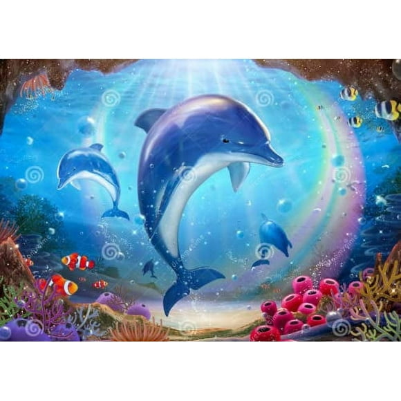 Whimsical Practicality's Dolphins in Sea Edible Icing Image Cake Topper-1/4 Sheet or Larger