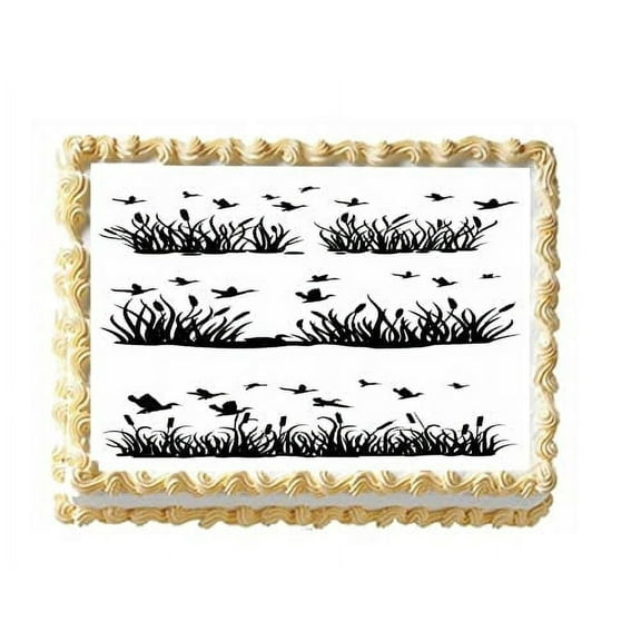 Whimsical Practicality's Ducks and Cattails Birthday Border Cake Side Strips 3 Strips 2.5x10 inchs on size