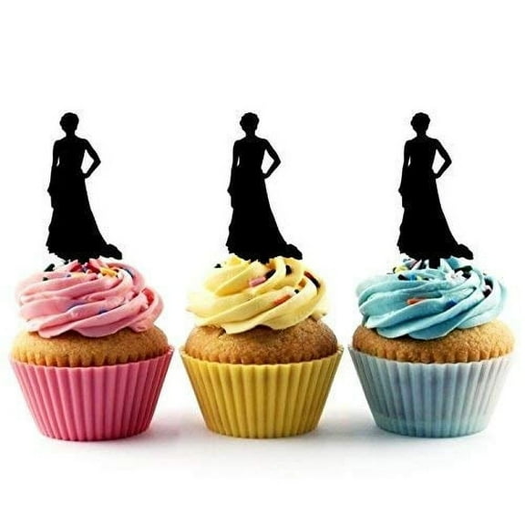 Whimsical Practicality's Elegant Lady Silhouette Acrylic Cupcake Toppers 12 pcs