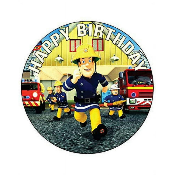 Whimsical Practicality's Fire Man Sam Edible Icing Image Cake Topper-8 inch Round or Larger