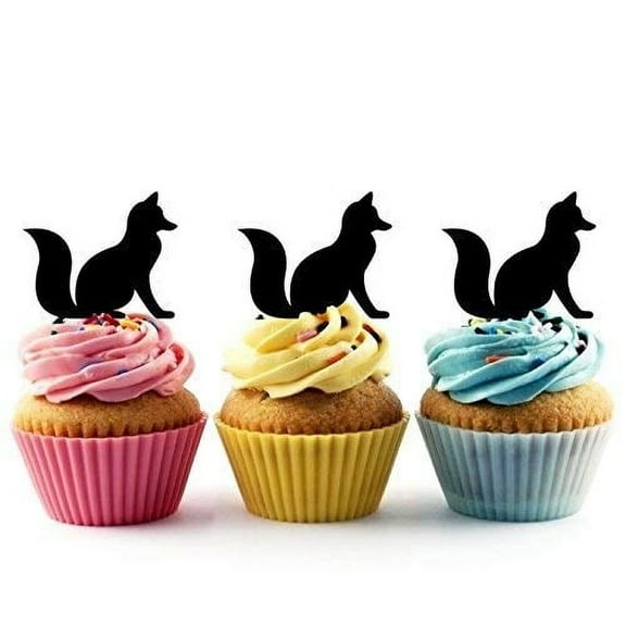 Whimsical Practicality's Fox Silhouette Acrylic Cupcake Toppers 12 pcs