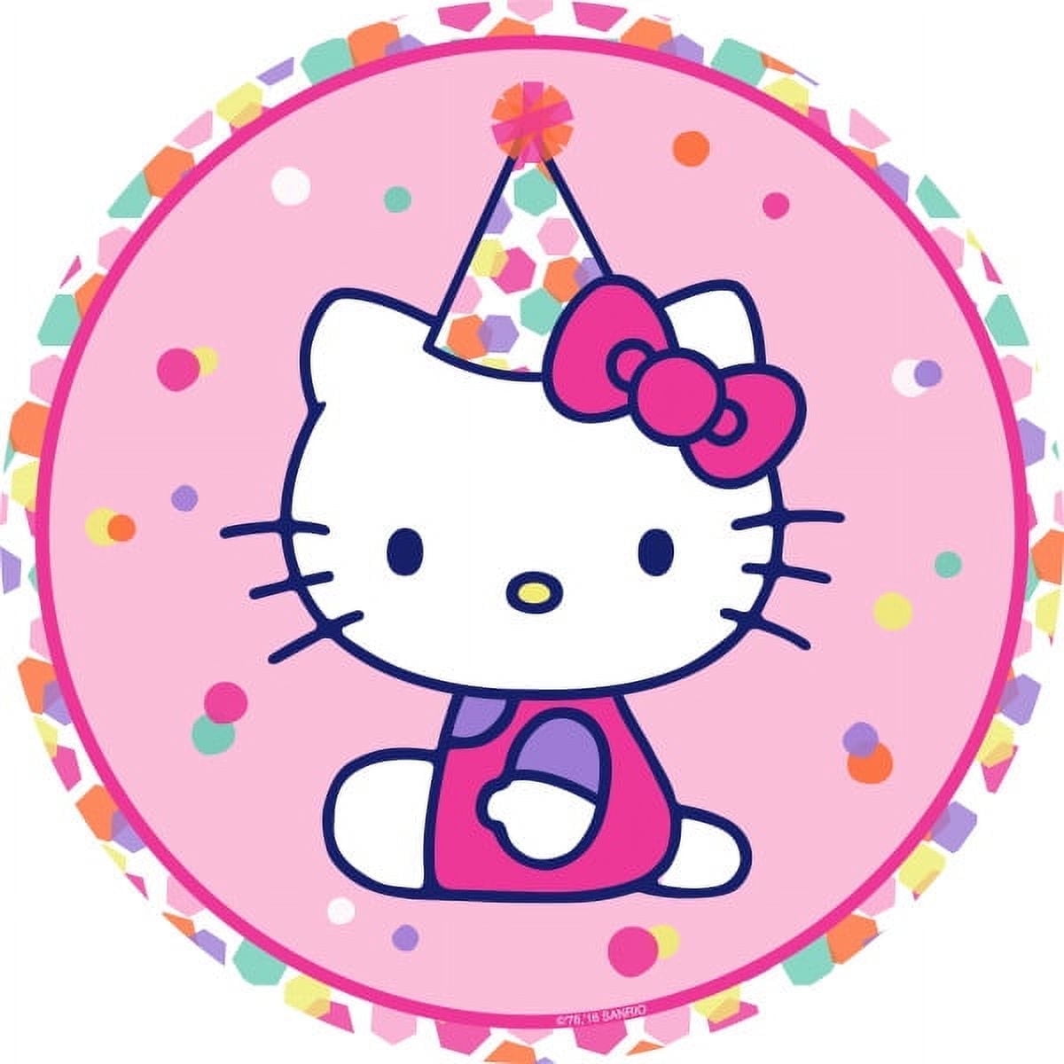 Whimsical Practicality's Hello Kitty Party Hat Edible Icing Image Cake Topper-6 Inch Round or Larger