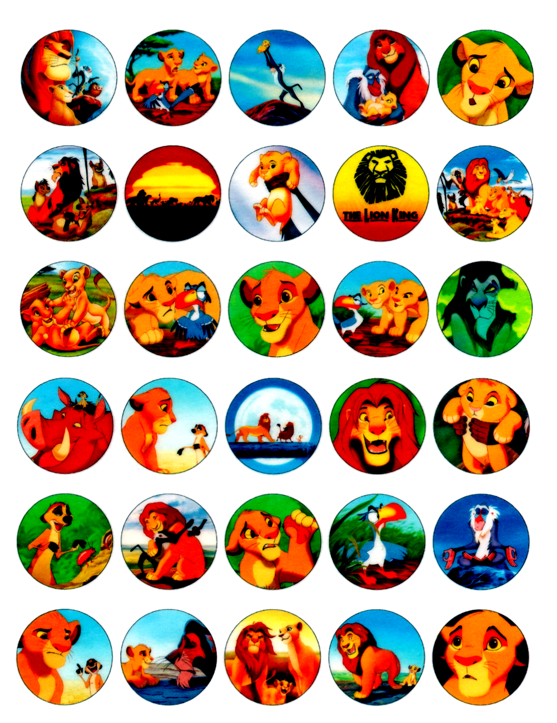 Whimsical Practicality's Lion King Edible Wafer Paper 1.5" Cupcake Toppers-30 count