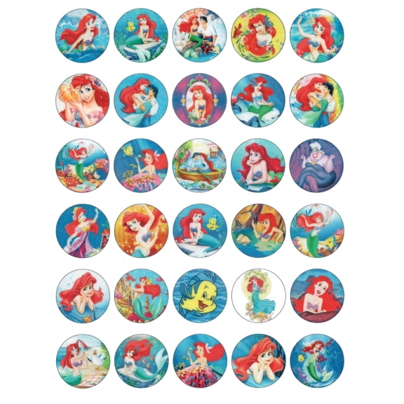 Whimsical Practicality's Little Mermaid Edible Wafer Paper 1.5" Cupcake Toppers-30 count