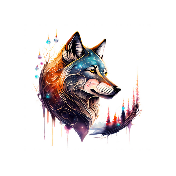 Whimsical Practicality's Magical Wolf Edible Cake Topper- 1/4 Sheet