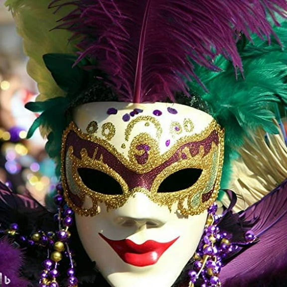 Whimsical Practicality's Mardi Gras Mask Edible Icing Image Cake Topper-1/4 Sheet or Larger
