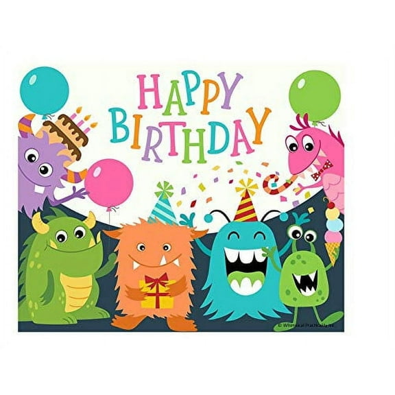 Whimsical Practicality's Monsters Birthday Edible Icing Image Cake Topper-1/4 Sheet or Larger