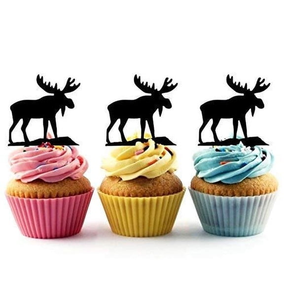 Whimsical Practicality's Moose Silhouette Acrylic Cupcake Toppers 12 pcs